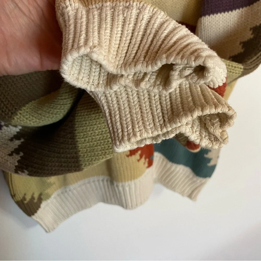Vtg Perry Ellis knit Grandpa Sweater Geometric Triangle Colorful Mens size L